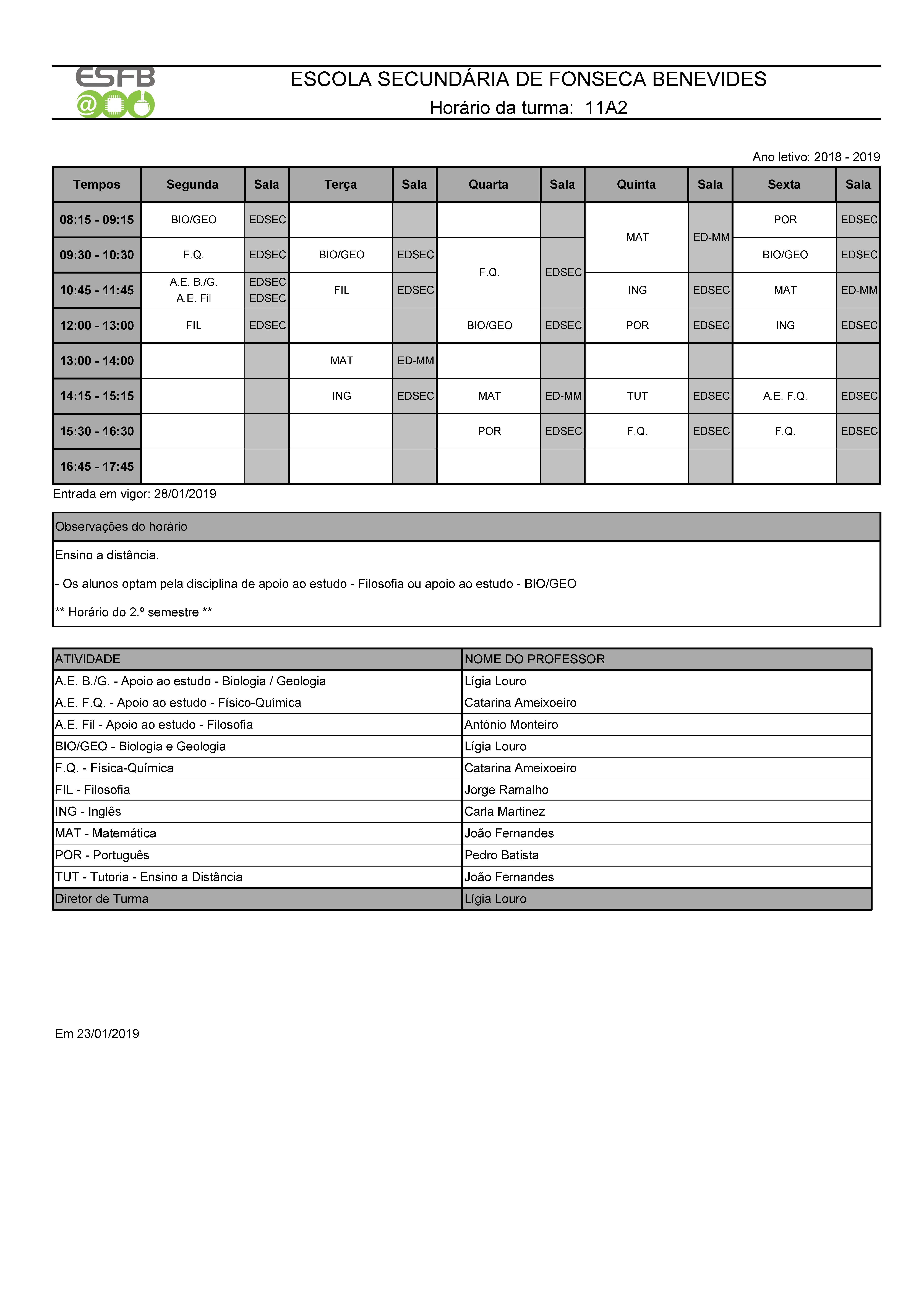 Horário 11A2